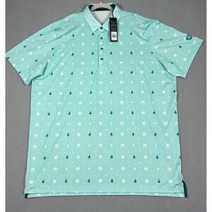 Greyson Floral G.O.A.T. Polo Men XXL Cattail Teal NWT Performance Golf Shirt